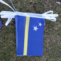 Aerlxemrbrae 20pcs/lot Curacao bunting flags 14x21cm String Banner Kingdom of the Netherlands Caribbean Island