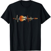 Retro Vintage Heartbeat Guitar T-Shirt Music Lovers Gifts Custom Printed Graphic Shirts Unisex Summer Soft Tops Camisetas