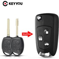 KEYYOU 3 Buttons Modified Folding Remote Car Key Fob Shell Styling Case For Ford Focus Mondeo Fiesta Fusion Mondeo Galaxy C-Max