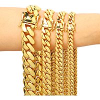 Wholesale 10mm/12mm/15mm/20mm Brass Miami Cuban Link Chains Classic Men Women Curb Chunky Smooth Necklace Hip Hop Jewelry Gift