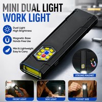 Mini COB LED Keychain Flashlight USB C Rechargeable Hanging Work Light Waterproof Keyring Camping Walking Pocket Lamp