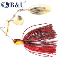 B&U Spinnerbait Fishing Lure Metal Blade Colorful Skirt, Freshwater Saltwater Bass Pike Hard Bait Spinner Bait for Predator Fish