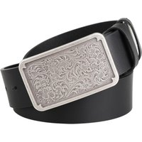 Ceinture en peau de vache pour hommes, rétro Tang Grass carré plaqué argent, boucle lisse, loisirs décoratifs pour jeunes