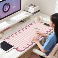 New Non Slip Extra Large Mouse Pad Plaid Pattern PVC Desk Mat Pink Blue Computer Desk Mat Computer Desk