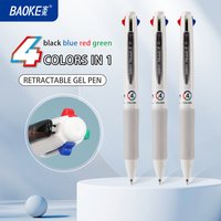 BAOKE PC1969 6pcs Multicolor Gel Pen 0.5mm 4-in-1 Student Colored Pens Fine Point Pens for Planner Journaling Assorted