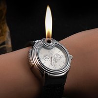 Outdoor Watch Inflatable Lighter Fashion Metal Gas Windproof Portable Open Flame Lighter Smoking Cool Personality Gift