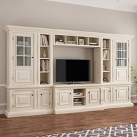 American solid wood villa luxury living room overall TV cabinet background wall integrated combination simple retro high-end cus
