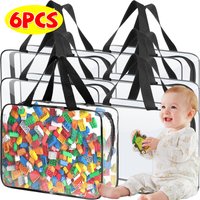 6/1x PVC Makeup Storage Bags Reusable Portable Large Capacity Waterproof Clear Bag with Zipper Toy Building Blocks Organizer