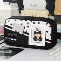 1pc Cute Cartoon Black Cat Handheld Pencil Case Student Stationery Large Capacity Desktop Organizer Pen Bag Kid School Supplies