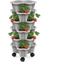 Stackable Vertical Planter 4/5/6-Tier with Wheels Weatherproof Plastic Flower Pot Garden Towers for Vegetable Strawberry Planter