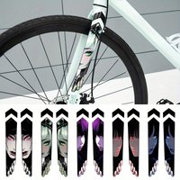 2D flat stickers car decals 4 sets of cool anime beautiful woman eye stickers, bicycle mountain bike road wheel frame lower tube