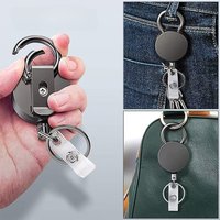 Black Electroplating Metal Badge Reel for Name Badge Holder Keychain Type Easy Pull Lanyard ID Tag Pass Bus Work Card Reel