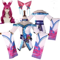 Game Anime Ahri LOL Cosplay Costume Spirit Blossom League of Legends Cosplay Outfits Wig HalloweenGame Costumes for Women Gi#1#W