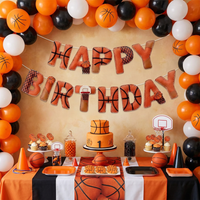 Pre-strug 2D Felt Basketball Birthday Banner Funny Sport Ball Theme Birthday Party Decoration Supplies Suitable for Kids Teenage