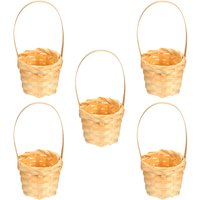 5Pcs Small Hand Woven Bamboo Basket Mini Flower Holder Multi-Purpose Gift Basket for Easter Outdoor Party Wedding Use