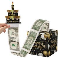 1pc Birthday Cash Gift Box with Cake Card Funny Pumping Money Box Creative Birthday Gifts Men Women Anniversary Party Decor