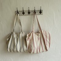 Canvas Tote Bag for Women, Korean Style Large Capacity Striped Shoulder Bag, Simple Summer Beach Purse