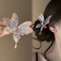 1PC Butterfly Dream Super Fairy New Chinese Retro Heat Shrink Butterfly Hair Clip Niche Design Temperament Hanfu Side Clip
