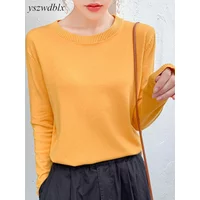 YSZWDBDLX Womens Sweater Spring Autumn O-neck Loose Solid Cashmere Pullovers Woman Sweaters Basic Bottoming Shirt Knitted Tops