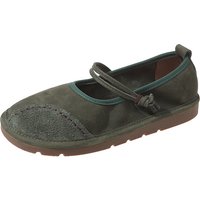 Retro Mary Janes Flat Shoes for Women Fashion Patchwork Shallow Casual Flats Plus Size Ladies Spring Autumn Soft Leather Loafers