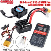 SURPASS HOBBY New 80A Pro V2 Brushed ESC Buit-in BEC 6.0V/7.4V/8.4V Waterproof Fan Programming Card For 1/10 Crawler Brushed Car