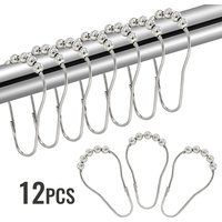 12PCS Shower Curtain Hooks for Bathroom Decorative Curtain Rings Metal Rust Proof Shower Hanger for Bathroom Shower Rods