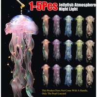 DIY Jellyfish Bedroom Light Lamp Button Battery Hanging Ceiling Lantern Realistic with Ribbon&Bead for Children Bedroom Colorful