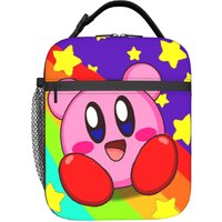 pink kirbys funny game Insulated Lunch Bag for Men Women Food Container Bags Portable Cooler Thermal Lunch Boxes