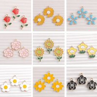 10pcs/lot Mix Enamel Flower Charms Pendants for Jewelry Making Drop Earrings Necklaces Bracelets DIY Handmade Crafts Accessories