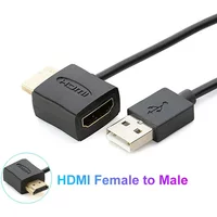 HD 1080P HDMI-Compatible Female To Male Converter Connector HDMI Adapter HDMI Switch with 50cm USB2.0 Charger Power Supply Cable