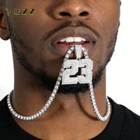 2026 Hip Hop Number 23 Pendant Necklace 4mm Rhinestone Tennis Chain Sparkling Punk Jewelry for Men Women Fashion Accessory Gift