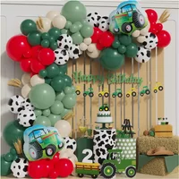 Farm Tractor Foil Balloon Garland Arch Kit Red Yellow Green Cow Balloon Farm Theme Birthday Party Decorations Kids Gifts