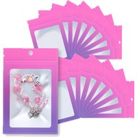 100pcs Resealable Zipper Storage Bag Aluminium Foil Mylar Smell Plastic Flat Clear Window Packaging Pouch for Party Jewelry