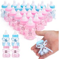 12/24/36pcs Feeding Bottle Shaped Candy Box Pink Blue Clear Plastic Bottle Boys Girls Birthday Party Baby Shower Wedding Decor
