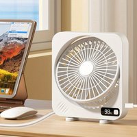 Rechargeable Mini Desktop Fan 1200mAh 5 Gears Portable Cooling Fan Powerful Wind Quiet Operation 360 ° Rotation USB Charging