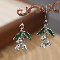 Retro Lily of The Valley Floral Pendant Earrings For Women Unique Flower Shaped Jewelry Dangle Elegant Eardrop For Women
