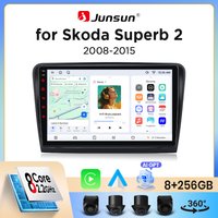 Junsun Bezprzewodowe Radio Samochodowe CarPlay Android Auto do Skoda Superb Mk2 (3T) 2008-2015 z Wbudowanym Wentylatorem Chłodzącym, Nawigacja GPS Android, Odtwarzacz Multimedialny, WiFi, DSP, RDS,