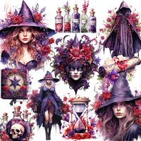 20Pcs/Pack Flower Witch Sticker DIY Craft Scrapbooking Album Junk Journal Decorative Stickers