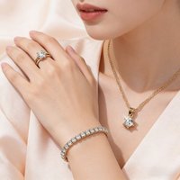 5-Piece Fashionable and Versatile Jewelry Set with Synthetic Zircon Inlays, Featuring Niche High-End Earrings, Necklaces, Rings, and Bracelets, Suitable for Daily Wear and Evening Events