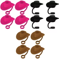 4 Pieces Straw Covers Cap Novelty Sturdy Straw Toppers Reusable Cowboy Hat Shaped for Camping Home Hiking Picnic Kitchen