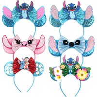 Cartoon Lilo & Stitch Headbands for Girls Mickey Mouse Ears Hairband Kids Yoda Hair Accessories Women Disney Angel Headwear Gift