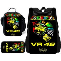 Child School Motorcycle R-rossis VR-46 Backpack with Lunch Bags ,Pencil Bags ,School Bags for Boys Girls Best Gift