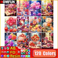 HOMFUN 120 Colors Diamond Painting AB Fairy Dust Resin "Fruit Flower" DIY Picture Of Rhinestone 5D Diamond Embroidery Decor