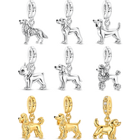 Pet Puppy Dog Breed Charm Spacer Silver Plated Beads Original Charms Fit Bracelets Bag Keychain Charms Diy Women Gift Accessory
