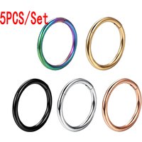 5PCS Hinged Nose Ring Hoop Septum Conch Daith Helix Ring Rook Tragus Ring Piercing Jewelry Lip Ring Clicker Cartilage Earrings