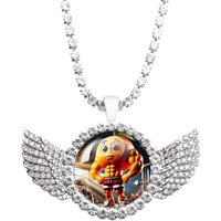 25mm Angel Wing Necklace Italian Brainrot Pendant Funny Animal Tralalero Tralala Tung Tung Tung Sahur Accessories Jewelry Gift