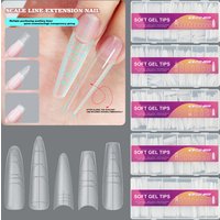 240Pcs Coffin Stiletto Matte Soft Gel Nail Tips With Auxiliary Lines Multifun Full Cover Fake Nail For Extension Press On Nails