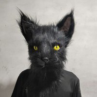 Latex with Fur Black Cat Cosplay Mask Scary Helmet Animal Funny Costume Hood Hair Mask Headwear Adult Halloween Party Props