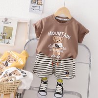 Ensembles de vêtements pour bébé garçon version coréenne d'été, ensembles de vêtements pour bébé fille tendance, haut + short, costumes élégants