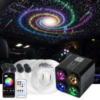 4Port 36W RGBW Meteor Fiber Optic Star Ceiling Light Kit Twinkle with APP Control Car Starlight Headliner Kit for Car Roof Stars
